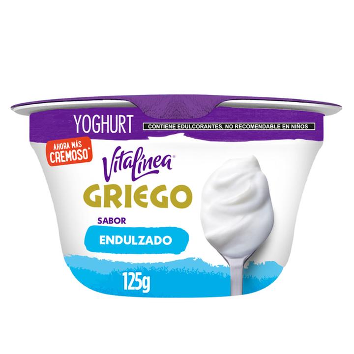 Yoghurt Vitalínea Griego Triple Cero Natural Endulzado Sin Azúcar 125 G