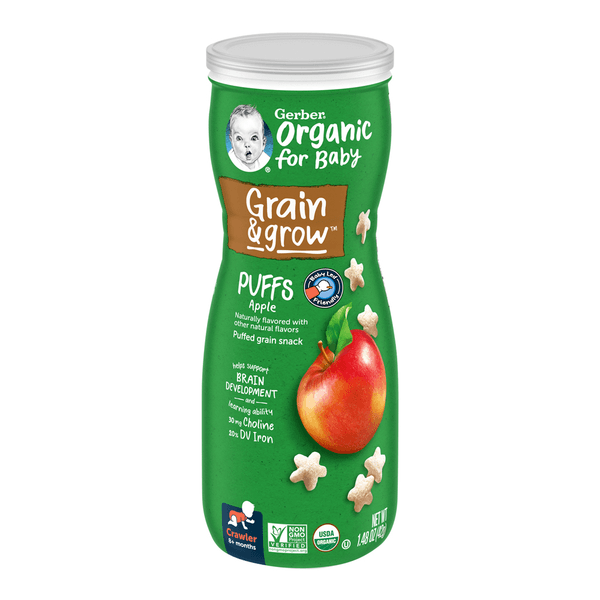 Gerber Cereal Organico Manzana Puffs Et3 42 G