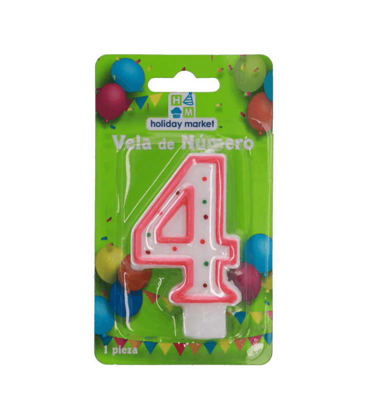 Vela Rosa Para Pastel Número 4