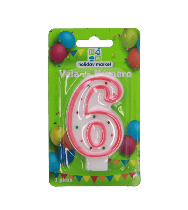 Vela Rosa Para Pastel Número 6