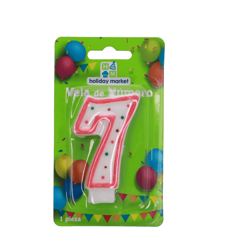 Vela Rosa Para Pastel Número 7
