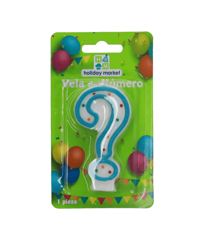 Vela Azul Para Pastel Signo De Interrogación
