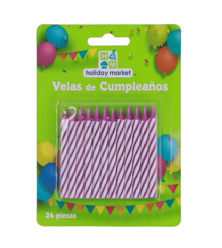 Velas Moradas Para Pastel Con 24 Pz