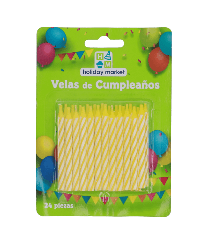 Velas Amarillas Para Pastel Con 24 Pz