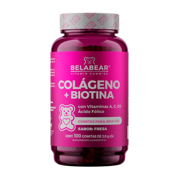 Belabear Colageno + Biotina Gomitas Fresa Con 100 Pz