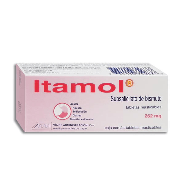 Itamol 262 Mg 24 Tab Subsalicilato De Bismuto Gen 24 Pz