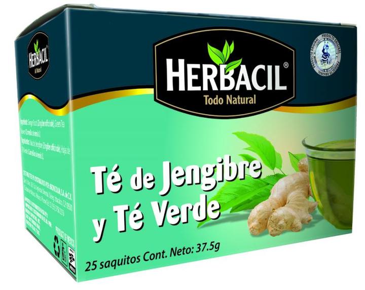 Herbacil Te Jengibre Y Te Verde Con 25 Pz