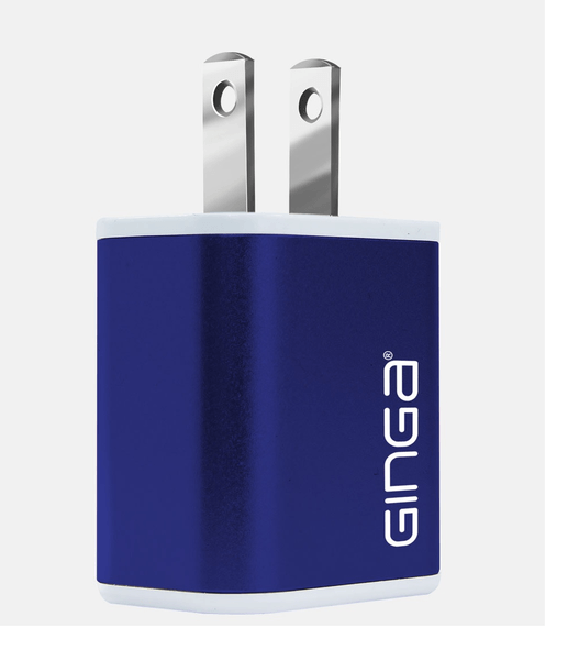 Cargador Ginga De Pared Gi18cub02-Az Chrome 2 Entradas Color Azul 1 Pz