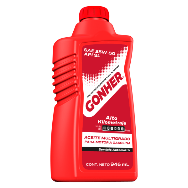 Aceite Para Motor Gonher Alto Kilometraje Multigrado Sae 25w-50 Api Sl 114 1 L 1 Pz