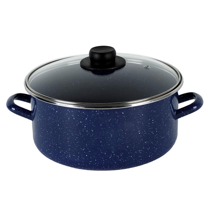 Olla Con Tapa Ekco De Acero Esmaltado Azul 24 Cm