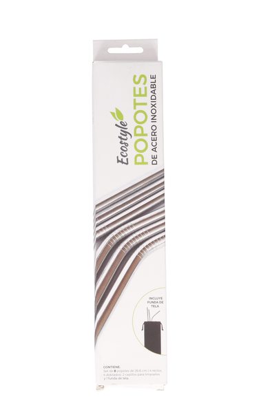 Set De 8 Popotes De Acero Inoxidable 1 Pz