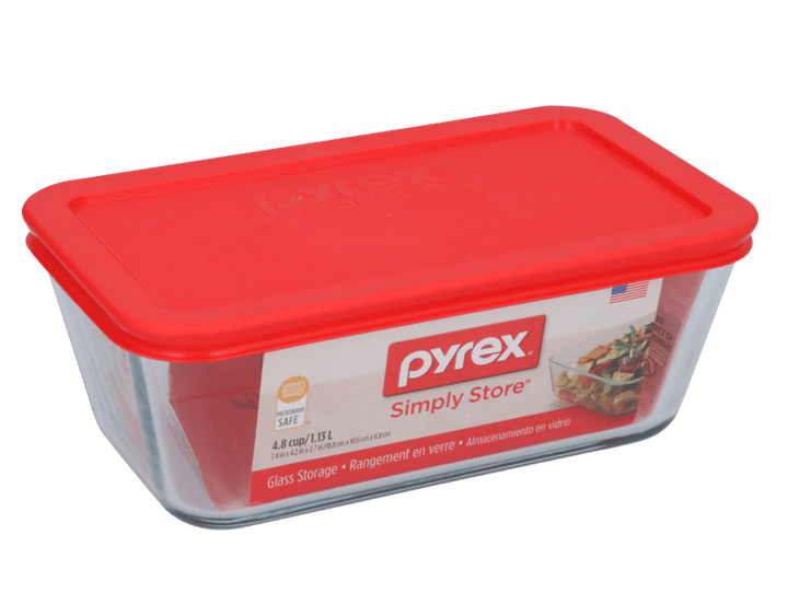 Refractario 1.1l Rectangular Con Tapa Roja De Pl 1 Pz