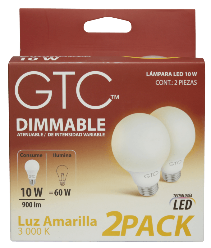 Foco 2pk Led A19 10w Lc Atenuable 1 Pz
