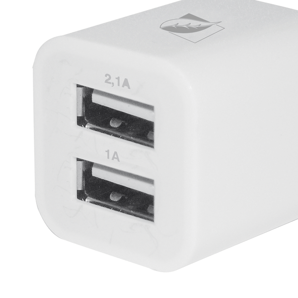 Cargador Green Leaf De Pared 100-120v Doble Usb Color Blanco 1 Pz