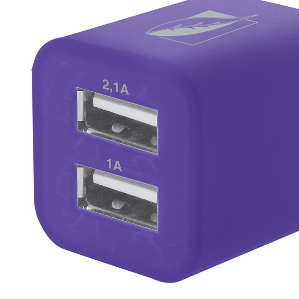 Cargador Green Leaf De Pared 100-120v Doble Usb Color Morado 1 Pz