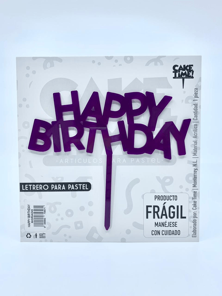 Cake Topper Happy Birthday Morado
