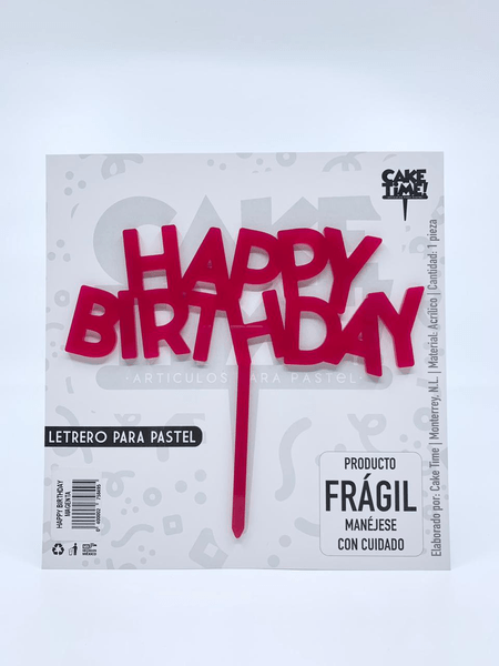 Cake Topper Happy Birthday Magenta