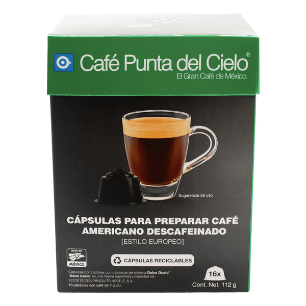 Punta Del Cielo Cápsulas Descafeinado Compatibles Dg Con 16 Pz, 112 G
