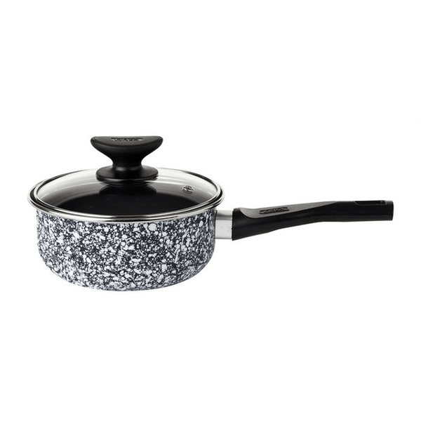 Cacerola Para Salsas Cinsa Granito Europea Acero Vitrificado Negro Y Blanco 1.4 L 16 Cm 1 Pz