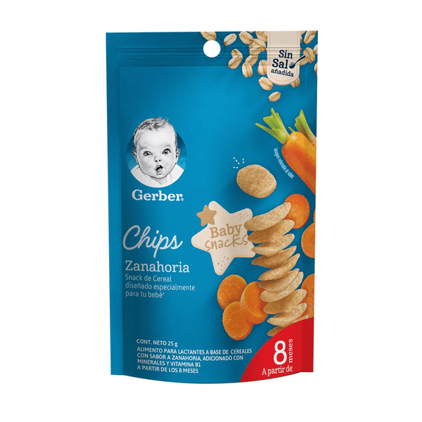 Gerber Snacks Chips Etapa 3 Zanahoria Bolsa 25 G