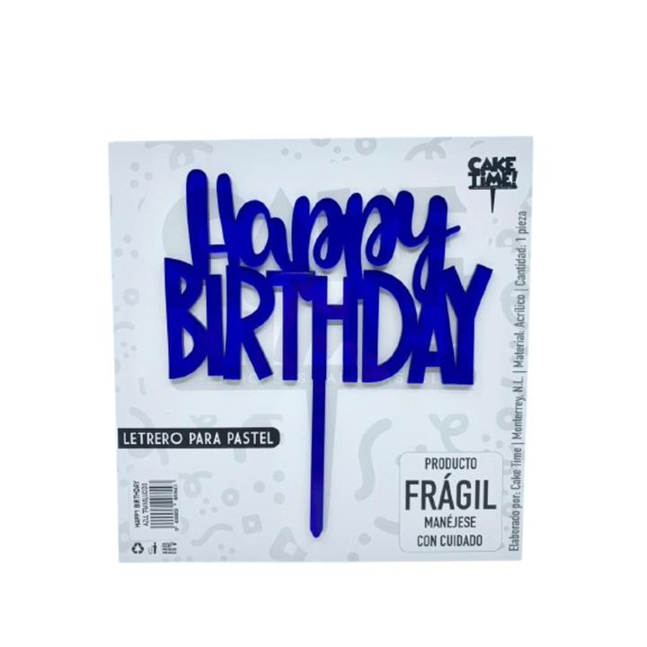 Cake Topper Happy Birthday Azul