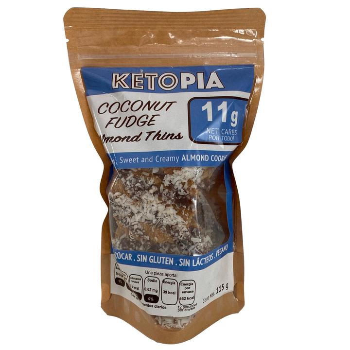 Ketopia Galletas Almond Thins Coconut Fudge
