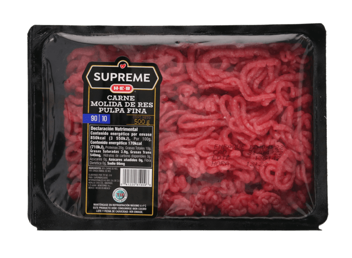Heb Supreme Molida Pulpa Fina De Res 90/10 500 G