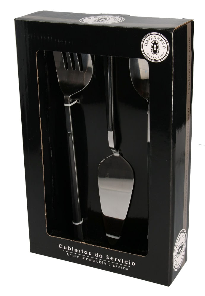 Cubiertos De Servicio Negro Slim/Acero Inox Sf1900 1 Pz