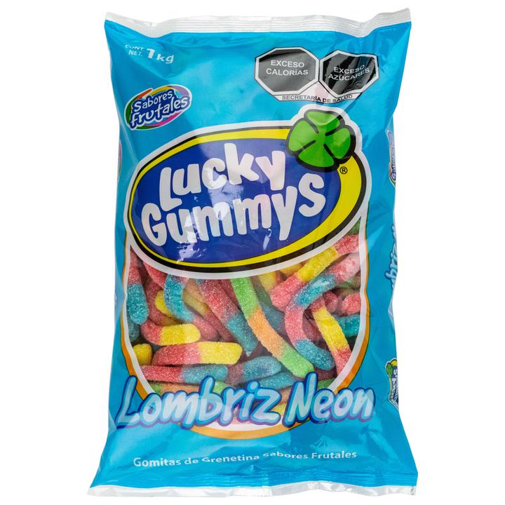 Gomitas De Grenetina Lombriz Neón 1 Kg
