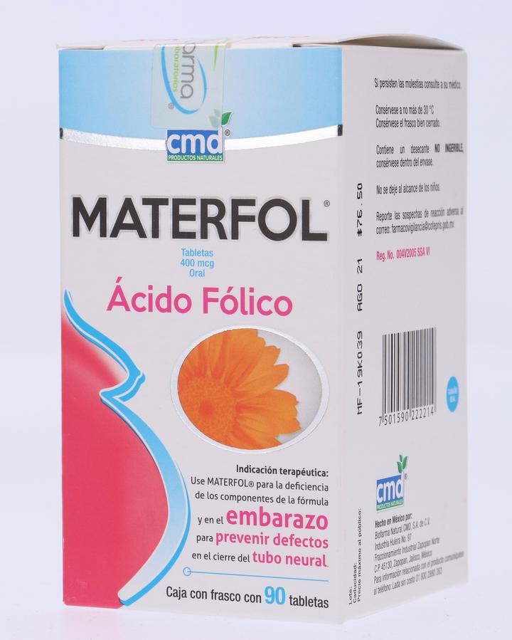 Materfol 400 Mcg 90 Tab Acido Folico 90 Pz