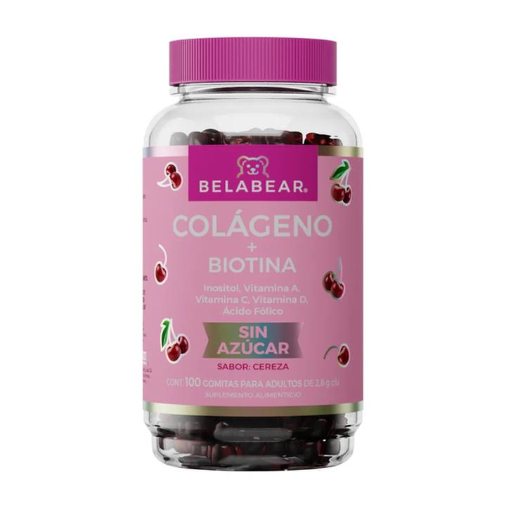 Belabear Colageno + Biotina Sin Azucar Cereza Con 100 Pz