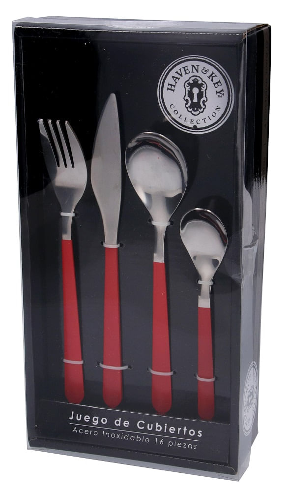 Juego De Cubiertos Rojos 16 Piezas 1 Pz