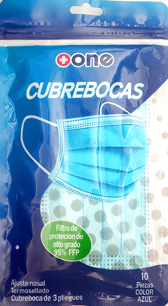 Cubrebocas Adulto Azul 10 Pz