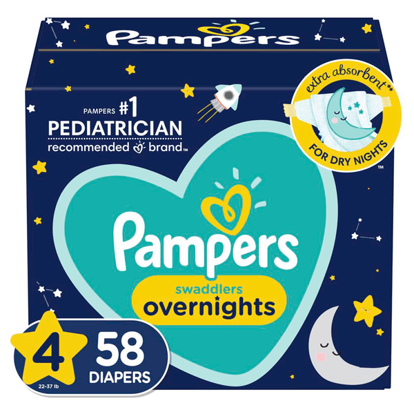 Pañales Swaddlers Overnights Etapa 4 58 Pz