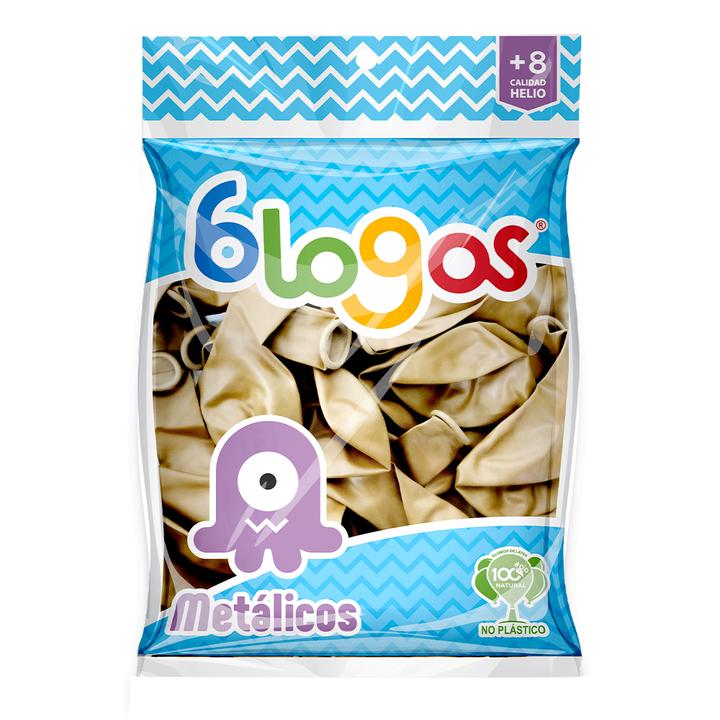 Globos Blogos Metálico No.9 Dorado 25 Pz