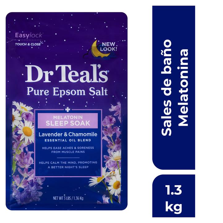 Sales De Epsom Dr. Teal'S Mezcla Para Dormir Con Melatonina Aceites Esenciales De Lavanda Y Manzanilla 1.3 Kg
