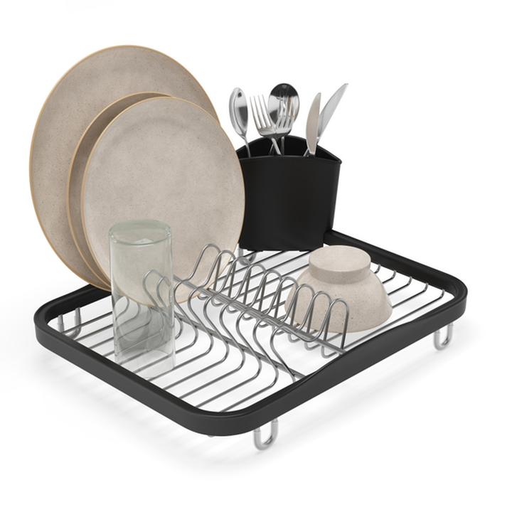 Escurridor De Platos Negro Con Soporte Para Cubiertos 1 Pz