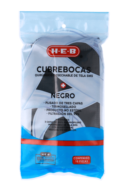 Cubreboca Desechable Negro 10 Pz