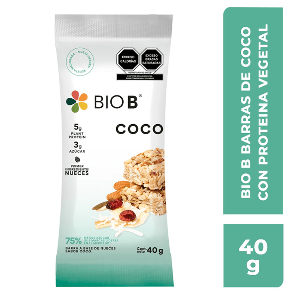 Bio B Barras De Coco Con Proteina Vegetal 40 G