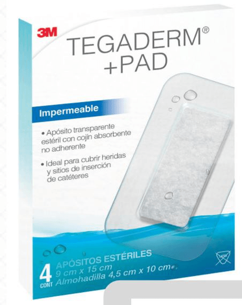 Apósito Estéril Tegaderm Pad 3m Nexcare De 9 Cm X 15 Cm Con 4 Pz