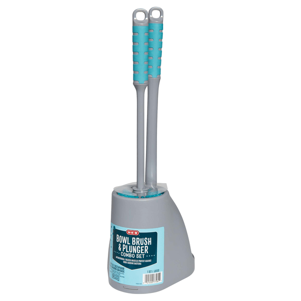 Heb Set Destapacaños Y Cepillo Para Inodoro Gris Y Azul 2 Pz