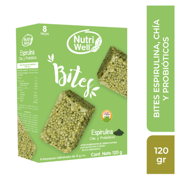 Nutriwell Bites Espirulina Chia Y Probióticos 120 G