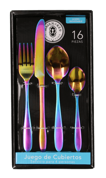 Juego De Cubiertos Arcoiris Acero Inoxidable 16 1 Pz