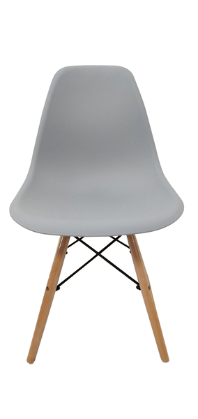 Kerrville Silla Gris Plastico 4 Patas Madera