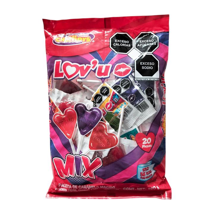 Paletas En Forma De Corazón Chompys Lov'U Mix Con 20 Pz