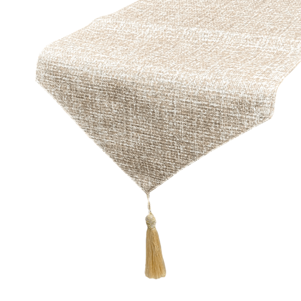 Camino De Mesa Beige Con Pompon Gris 33*180 Cm H 1 Pz