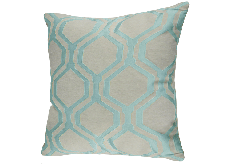 Cojin 20 Gris Oscuro Y Aqua Hexagonos 1 Pz