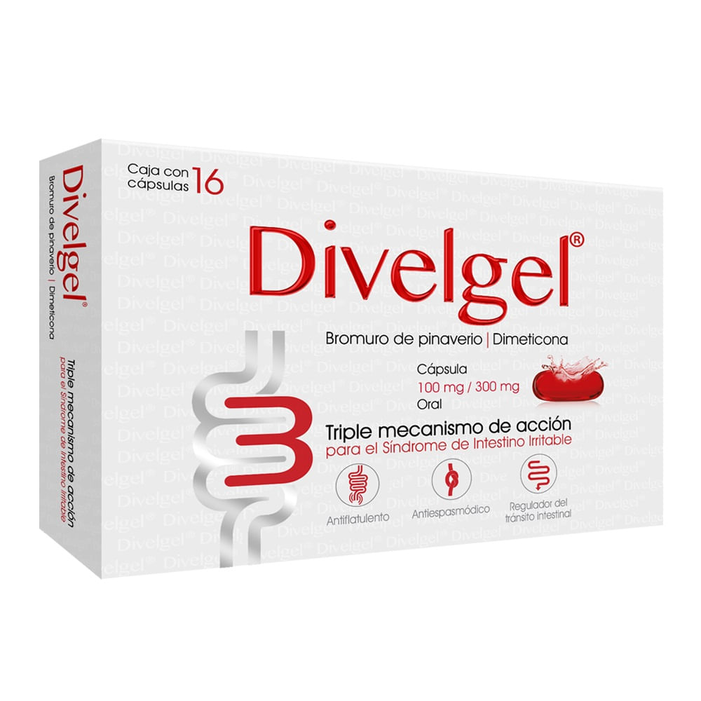 Divelgel 100/300mg 16 Capsulas Bromuro De Pinaveri 16 Pz
