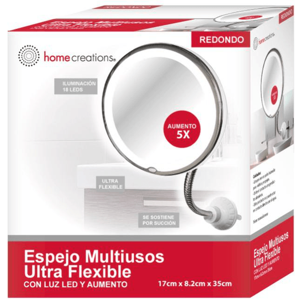 Espejo Multiusos Con Luz Led Home Creations Ultra Flexible Aumento 1 Pz