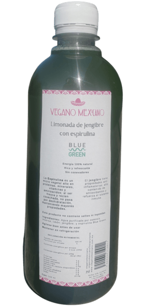 Vegano Mexicano Limonada De Jengibre Con Espirulina 500 Ml